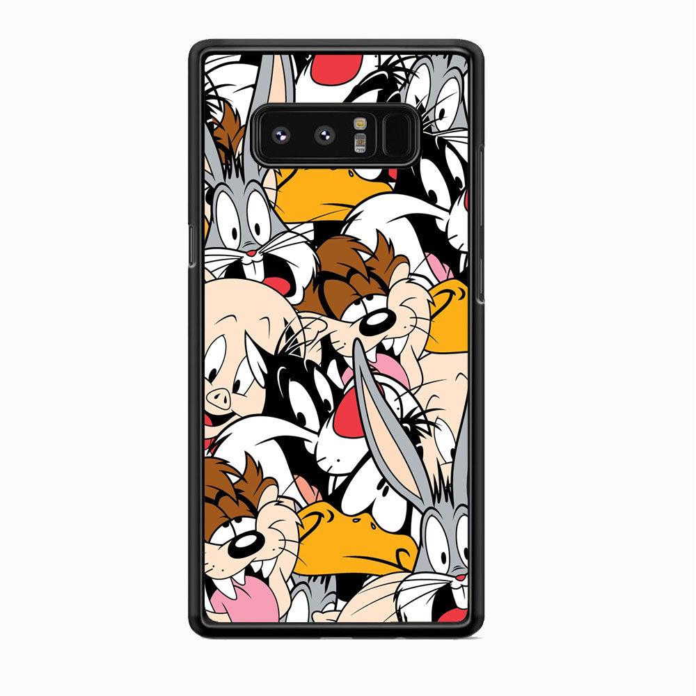 Doodle Looney Tunes Stars Samsung Galaxy Note 8 Case-Rubber Black (2D Case)-Oxvistore