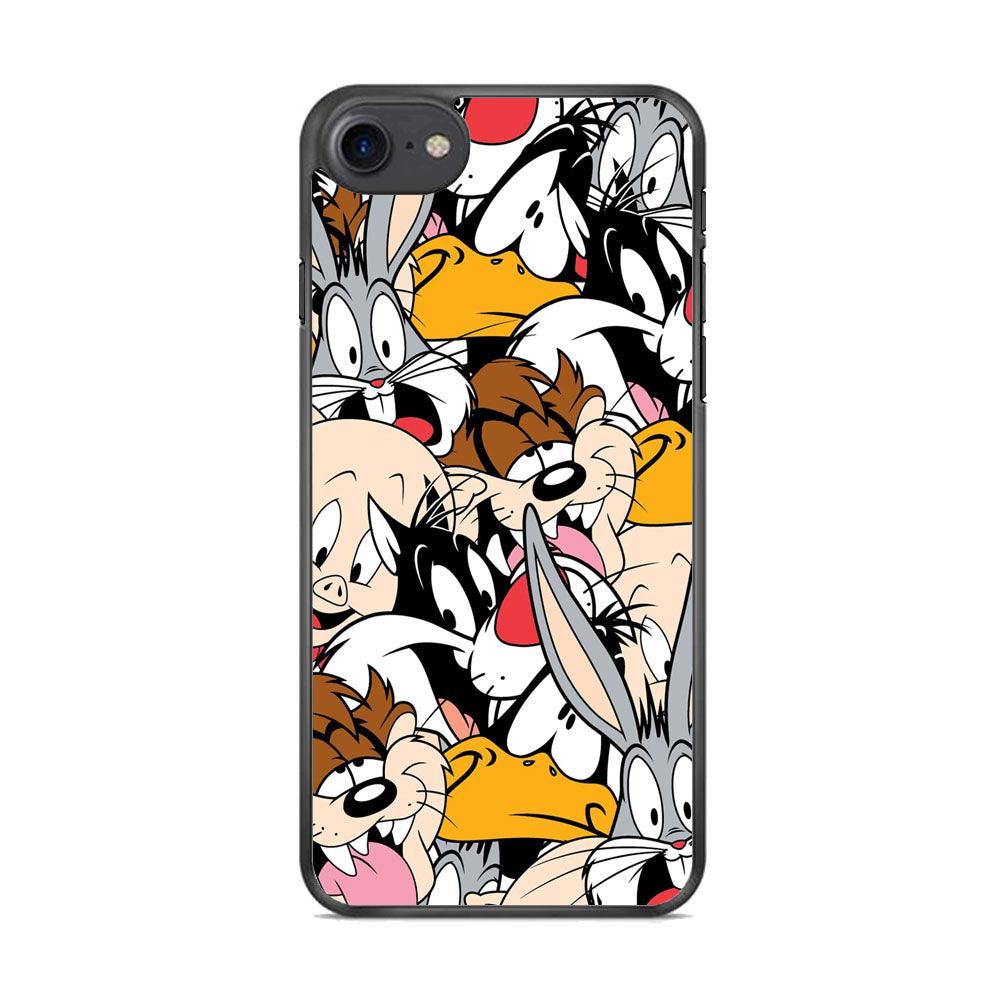 Doodle Looney Tunes Stars iPhone 7 Case-Rubber White (2D Case)-Oxvistore