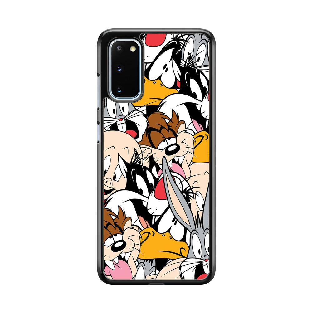 Doodle Looney Tunes Stars Samsung Galaxy S20 Case-Rubber Black (2D Case)-Oxvistore