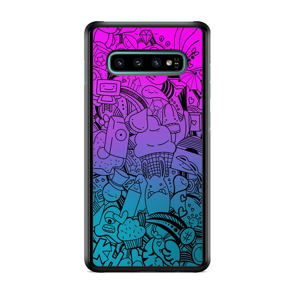 Doodle Twilight Cartoon Samsung Galaxy S10 Case-Rubber Black (2D Case)-Oxvistore
