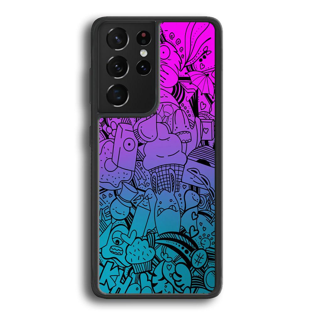 Doodle Twilight Cartoon Samsung Galaxy S23 Ultra Case-Rubber Black (2D Case)-Oxvistore