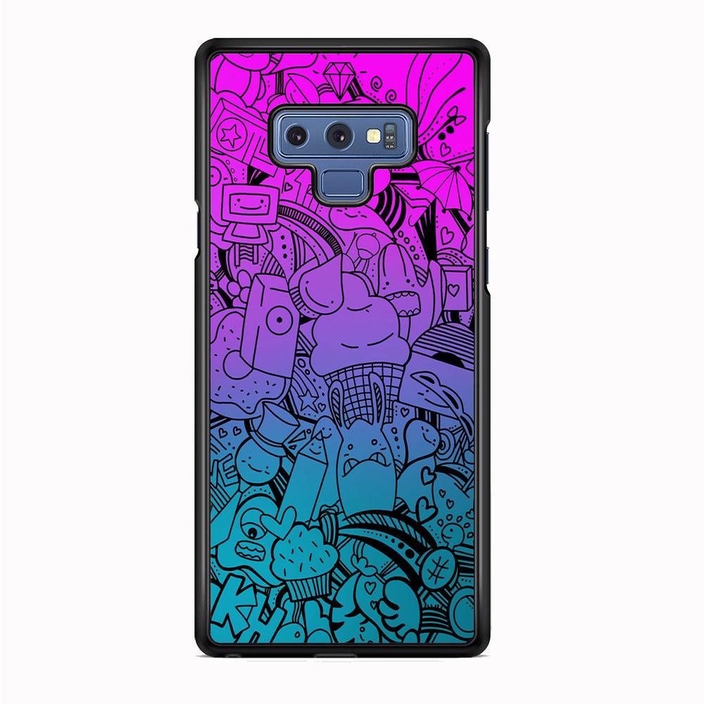 Doodle Twilight Cartoon Samsung Galaxy Note 9 Case-Rubber Black (2D Case)-Oxvistore