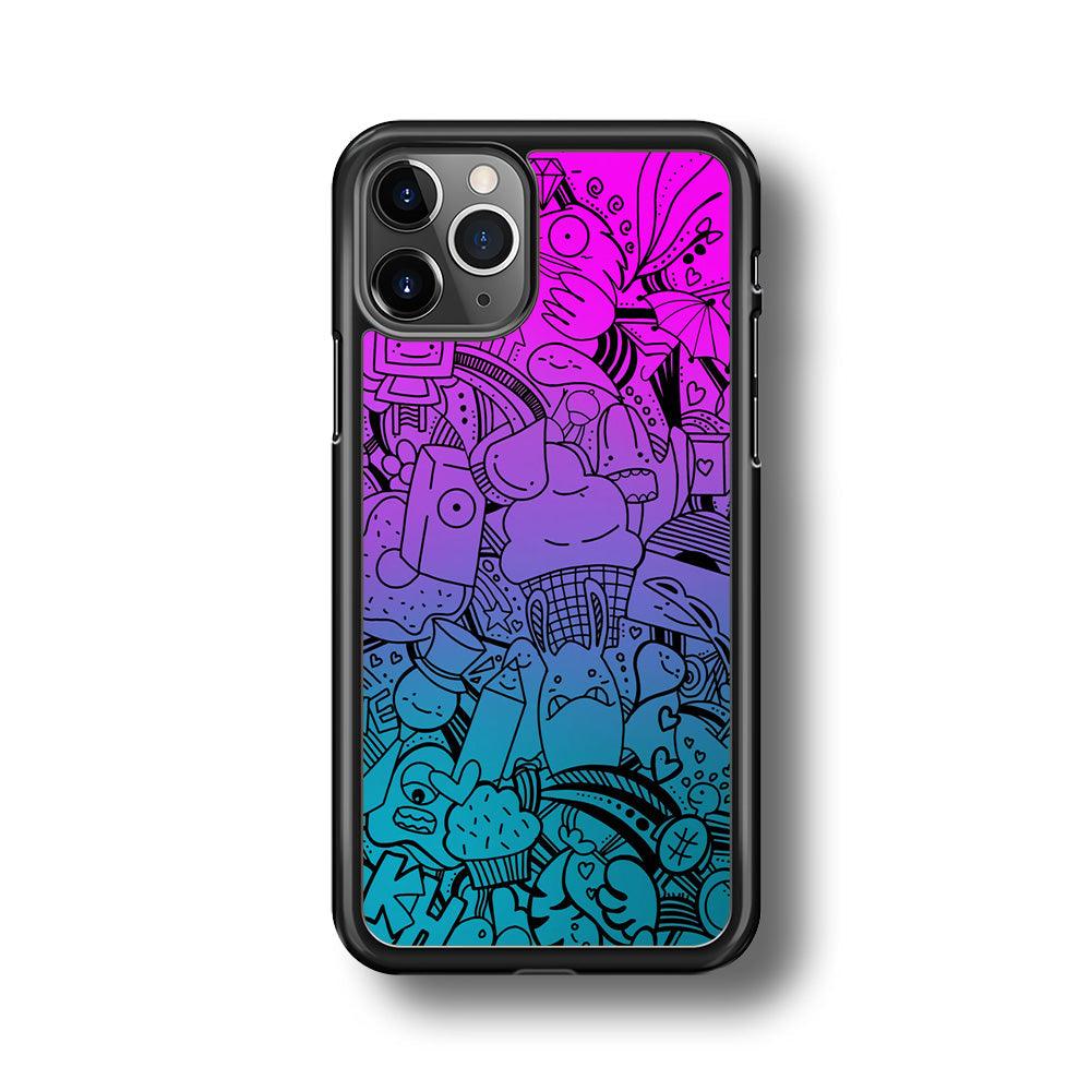 Doodle Twilight Cartoon iPhone 11 Pro Max Case-Rubber Black (2D Case)-Oxvistore