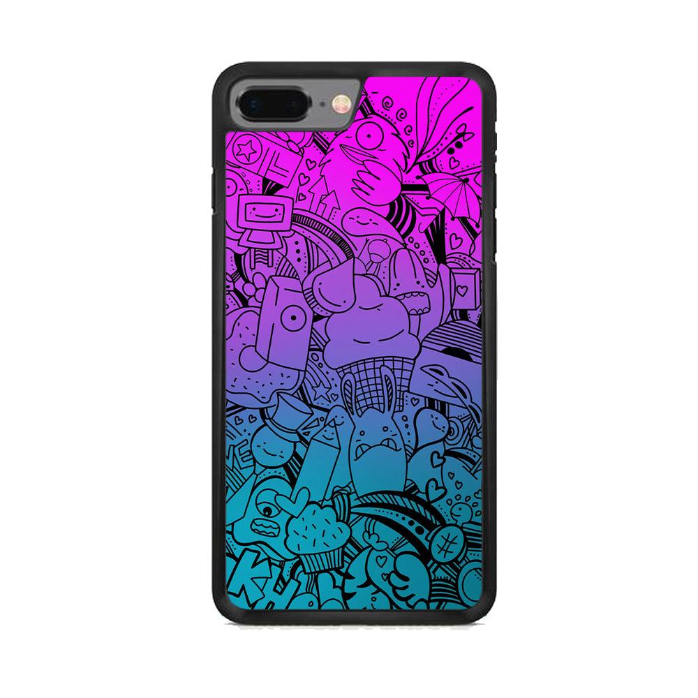 Doodle Twilight Cartoon iPhone 7 Plus Case-Rubber Black (2D Case)-Oxvistore