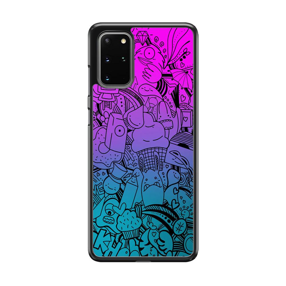 Doodle Twilight Cartoon Samsung Galaxy S20 Plus Case-Rubber Black (2D Case)-Oxvistore