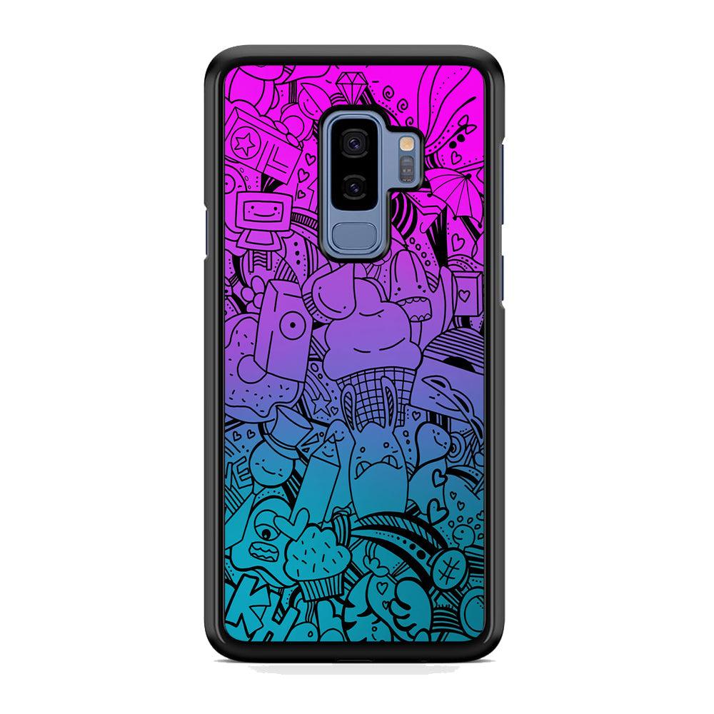 Doodle Twilight Cartoon Samsung Galaxy S9 Plus Case-Rubber Black (2D Case)-Oxvistore