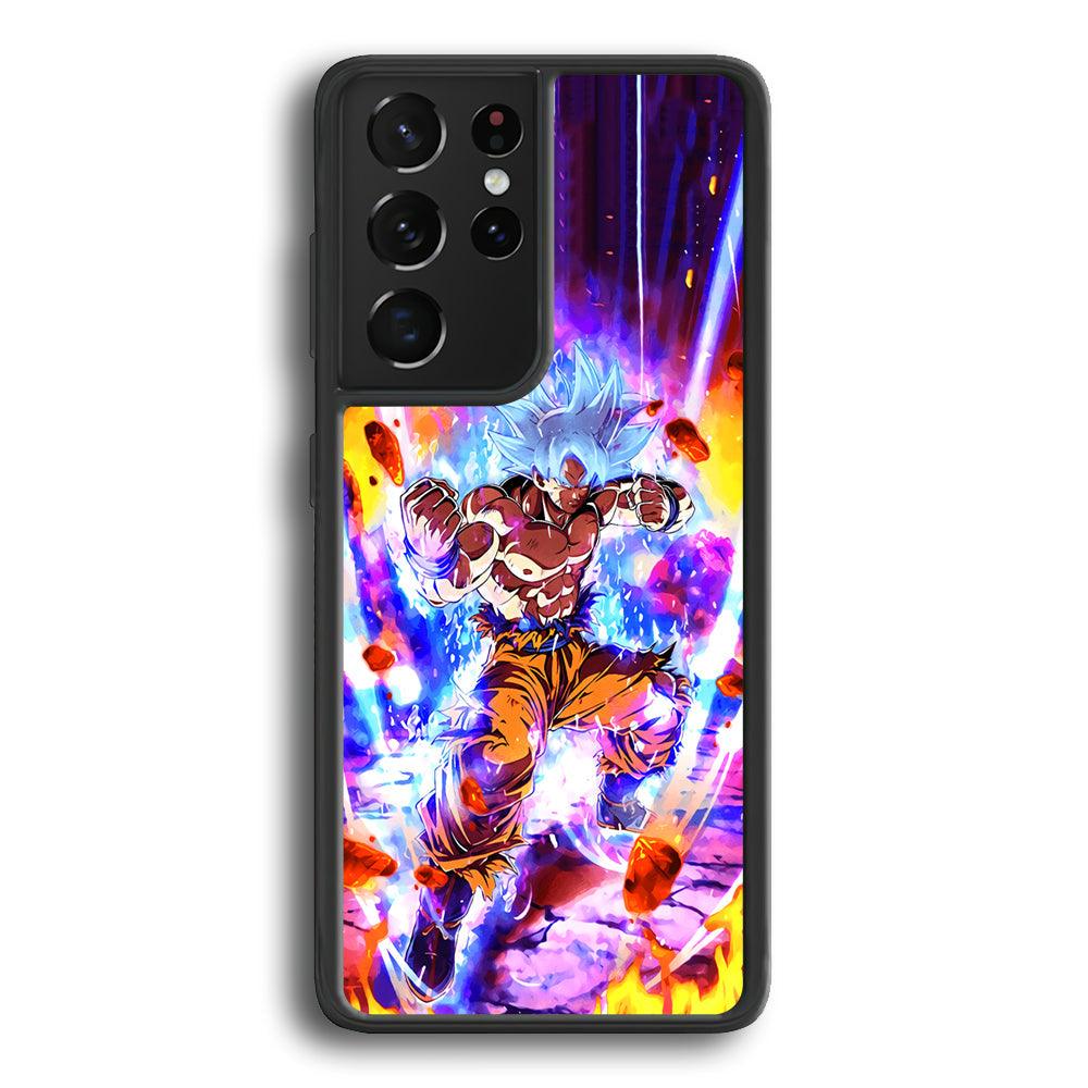 Dragon Ball Z Break The Ground Samsung Galaxy S21 Ultra Case-Rubber Black (2D Case)-Oxvistore