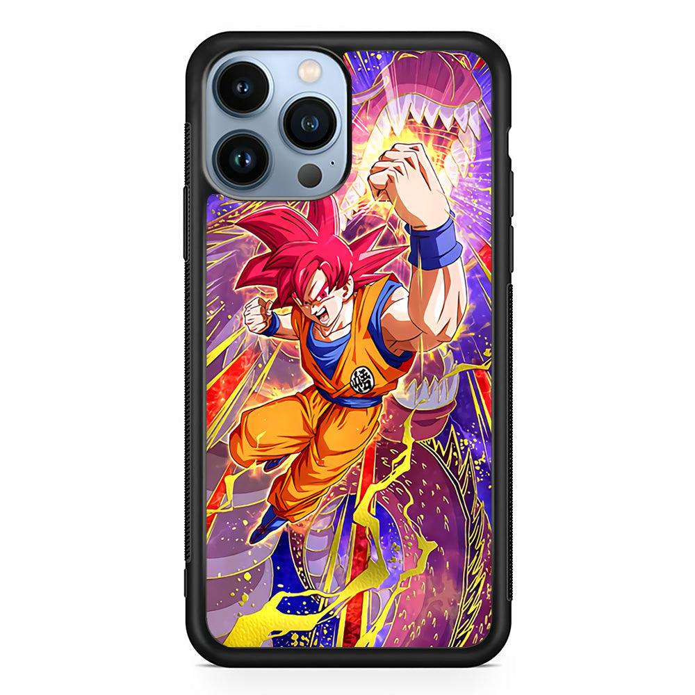 Dragon Ball Z God of Saiyan iPhone 14 Pro Max Case-Rubber Black (2D Case)-Oxvistore