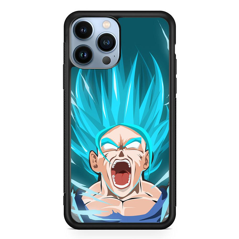 Dragon Ball Z Vegeta Power Up Saiyan Blue iPhone 14 Pro Case-Rubber White (2D Case)-Oxvistore