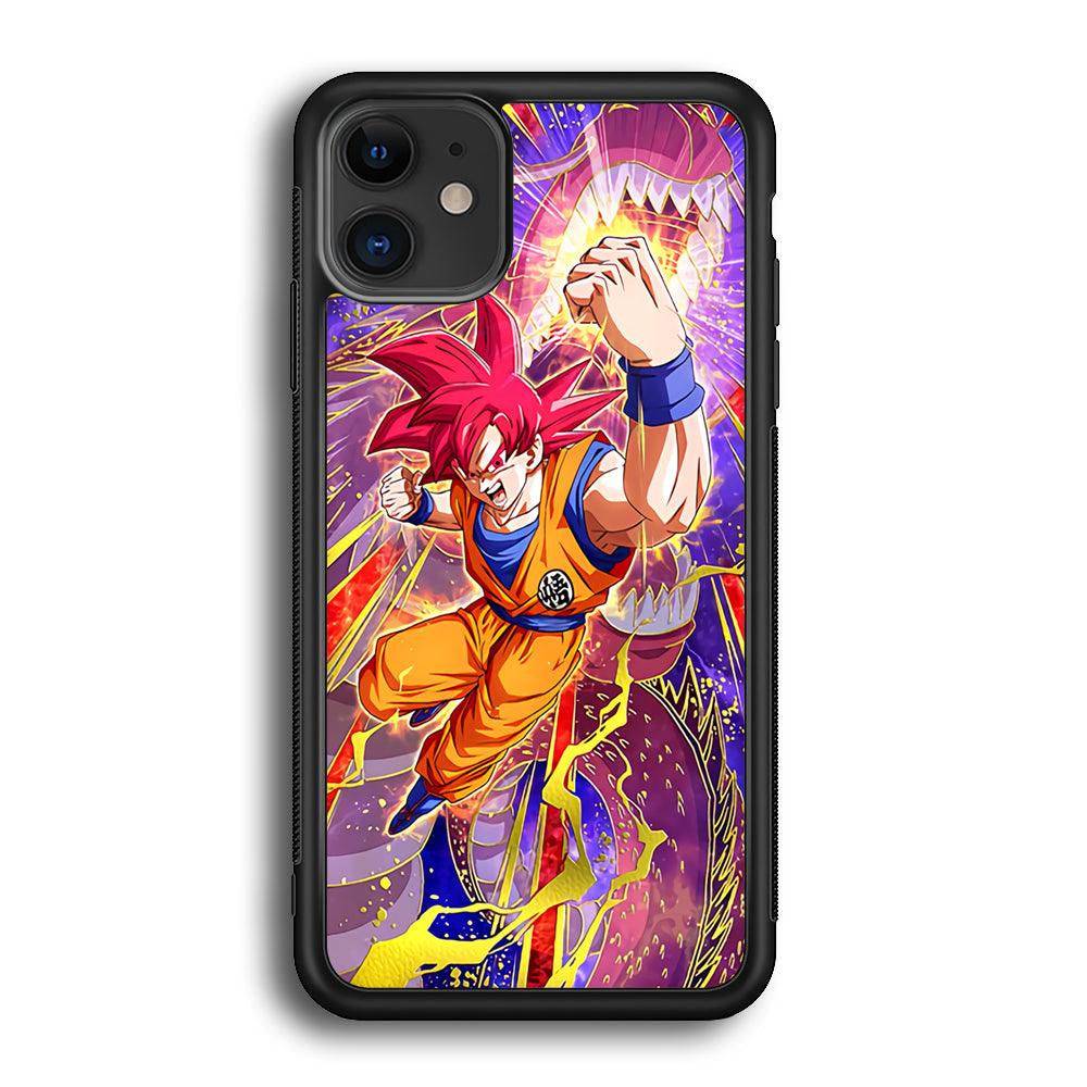 Dragon Ball Z God of Saiyan iPhone 11 Case-Rubber Black (2D Case)-Oxvistore