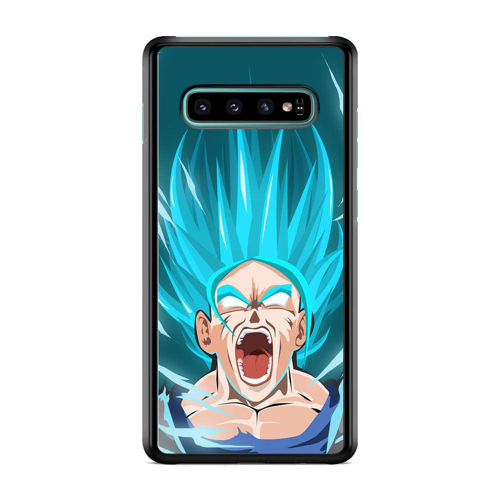 Dragon Ball Z Vegeta Power Up Saiyan Blue Samsung Galaxy S10 Case-Rubber White (2D Case)-Oxvistore