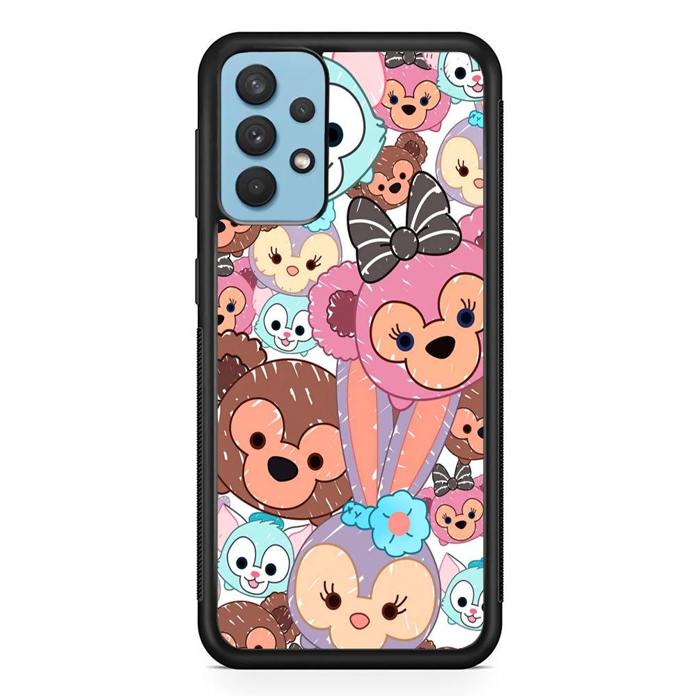 Duffy The Disney Bear Art Collage Samsung Galaxy A32 Case-Rubber Black (2D Case)-Oxvistore