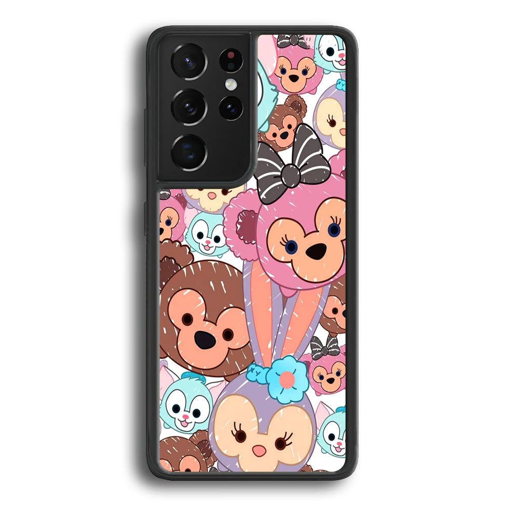 Duffy The Disney Bear Art Collage Samsung Galaxy S21 Ultra Case-Rubber Black (2D Case)-Oxvistore