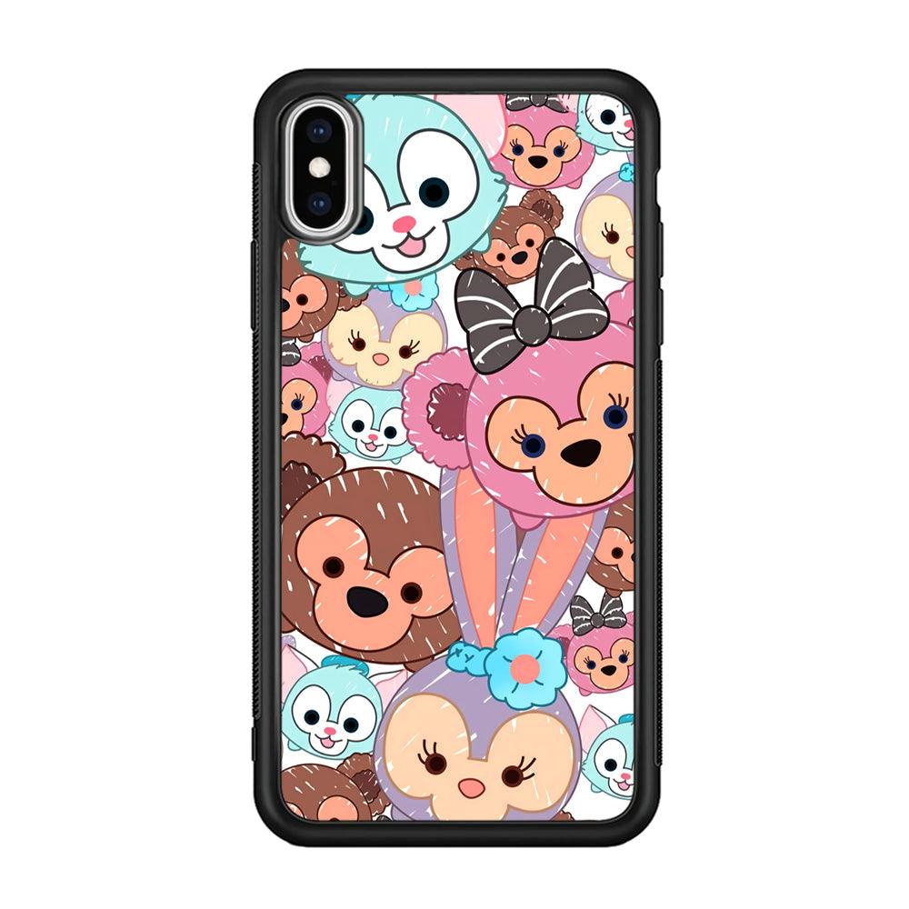 Duffy The Disney Bear Art Collage iPhone X Case-Rubber Black (2D Case)-Oxvistore