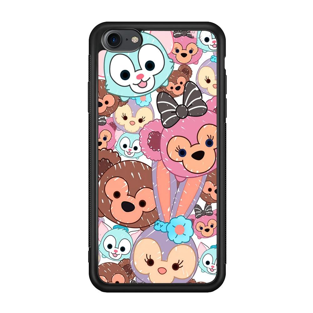 Duffy The Disney Bear Art Collage iPhone 8 Case-Rubber Black (2D Case)-Oxvistore