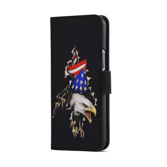 Eagle American Flag Patriotic Flip Wallet Phone Case-Oxvistore