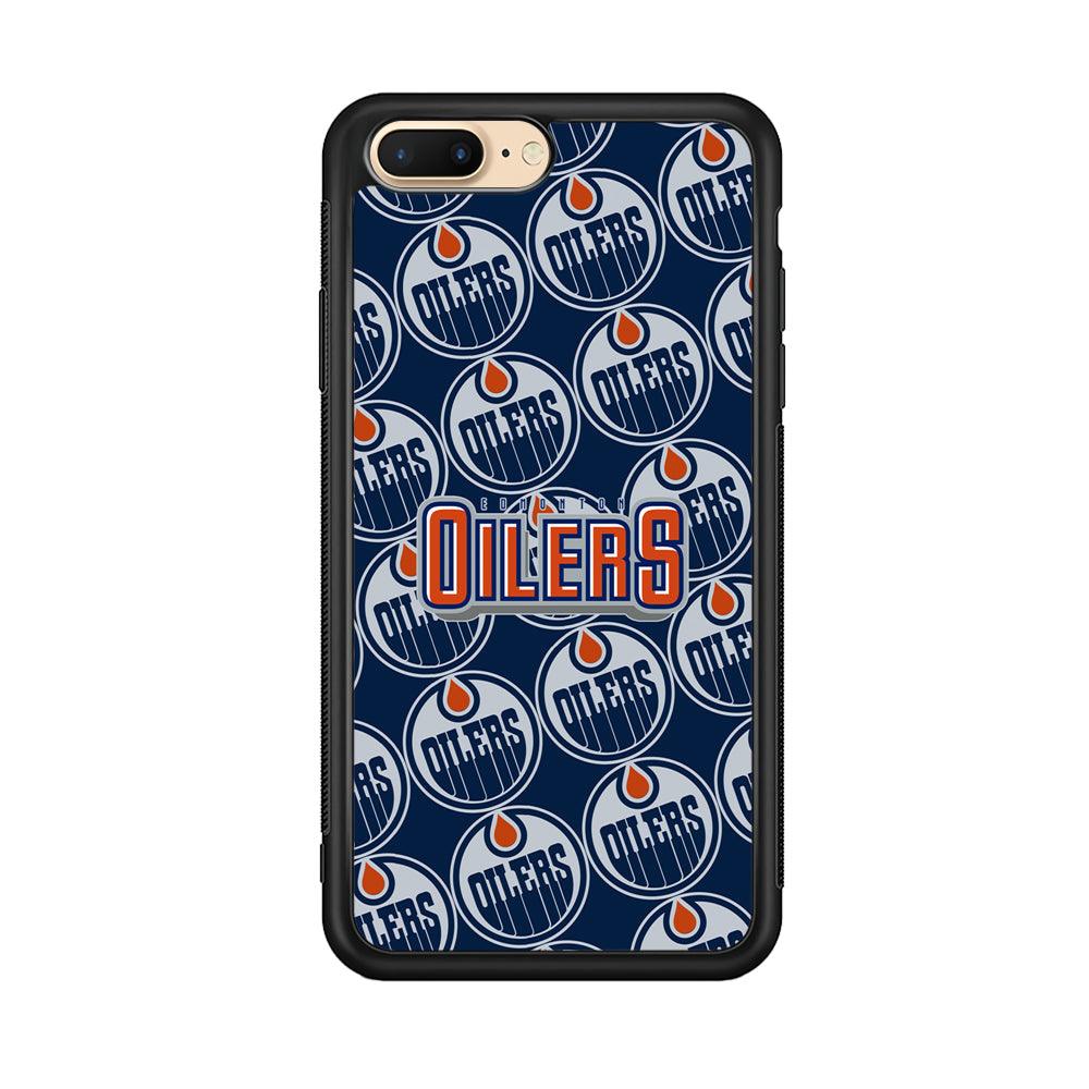 Edmonton Oilers Blue Patern Assembly iPhone 8 Plus Case-Rubber Black (2D Case)-Oxvistore