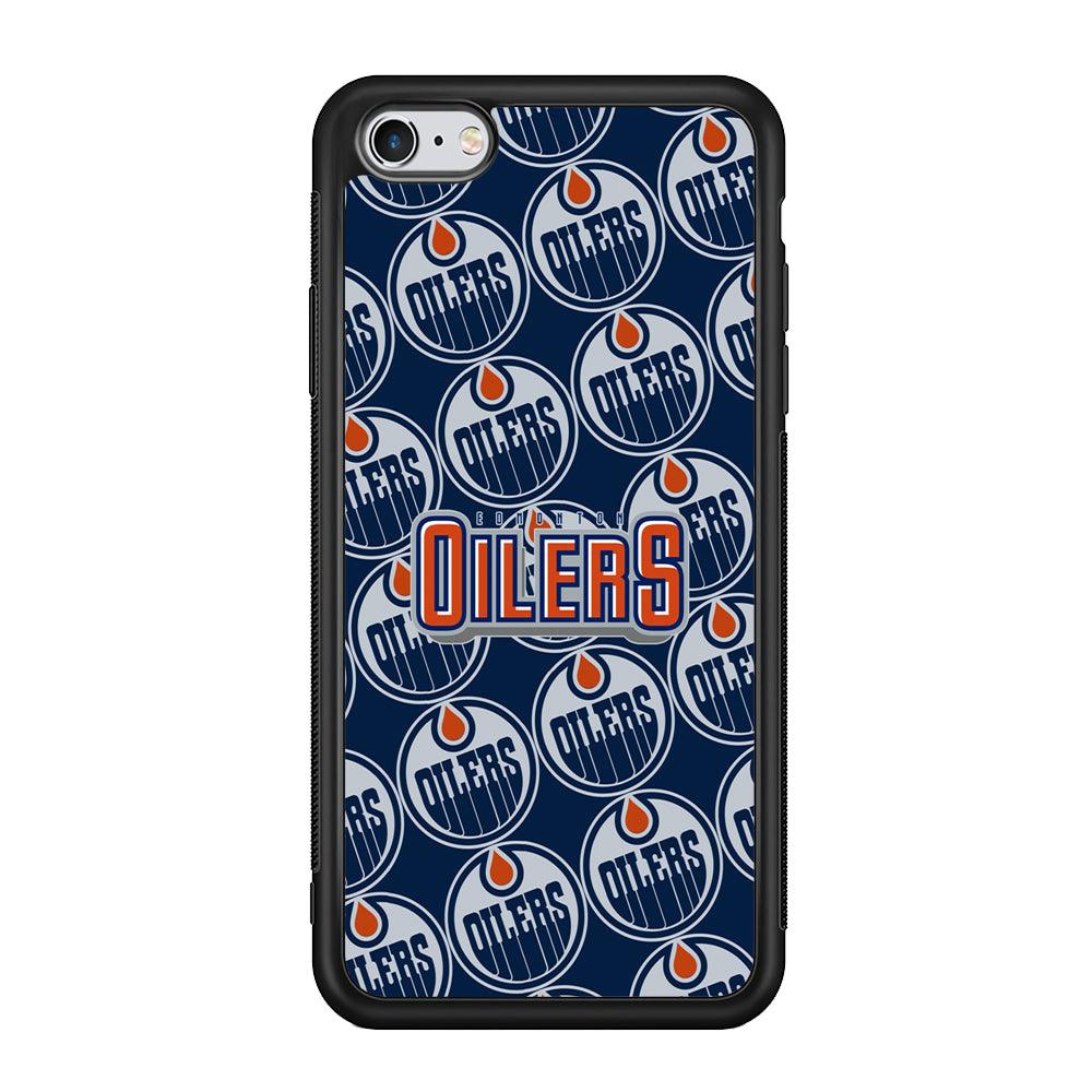Edmonton Oilers Blue Patern Assembly iPhone 6 Plus | 6s Plus Case-Rubber Black (2D Case)-Oxvistore