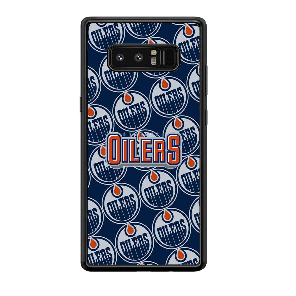 Edmonton Oilers Blue Patern Assembly Samsung Galaxy Note 8 Case-Rubber Black (2D Case)-Oxvistore