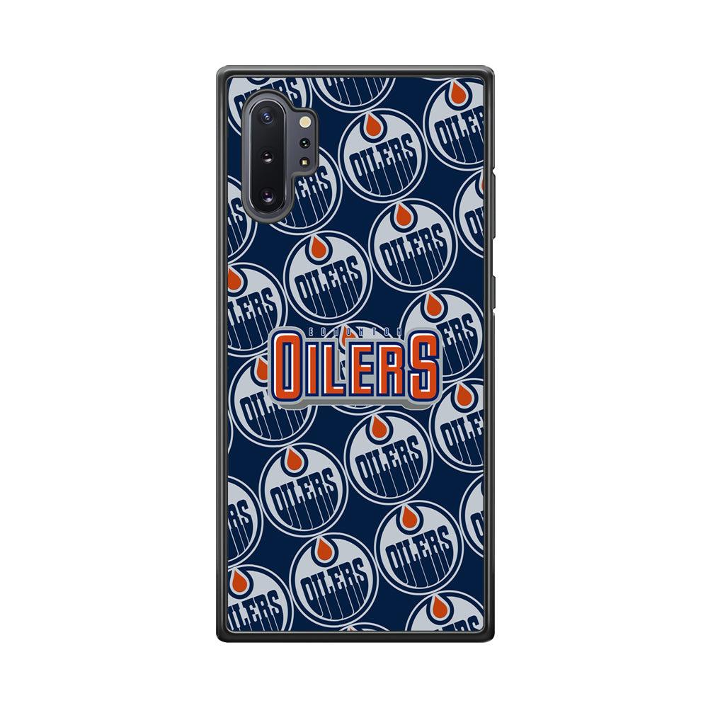Edmonton Oilers Blue Patern Assembly Samsung Galaxy Note 10 Plus Case-Rubber Black (2D Case)-Oxvistore