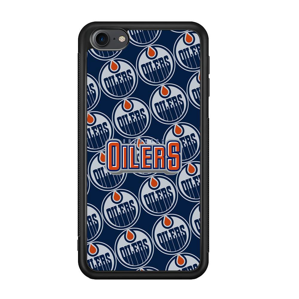 Edmonton Oilers Blue Patern Assembly iPod Touch 6 Case-Rubber Black (2D Case)-Oxvistore