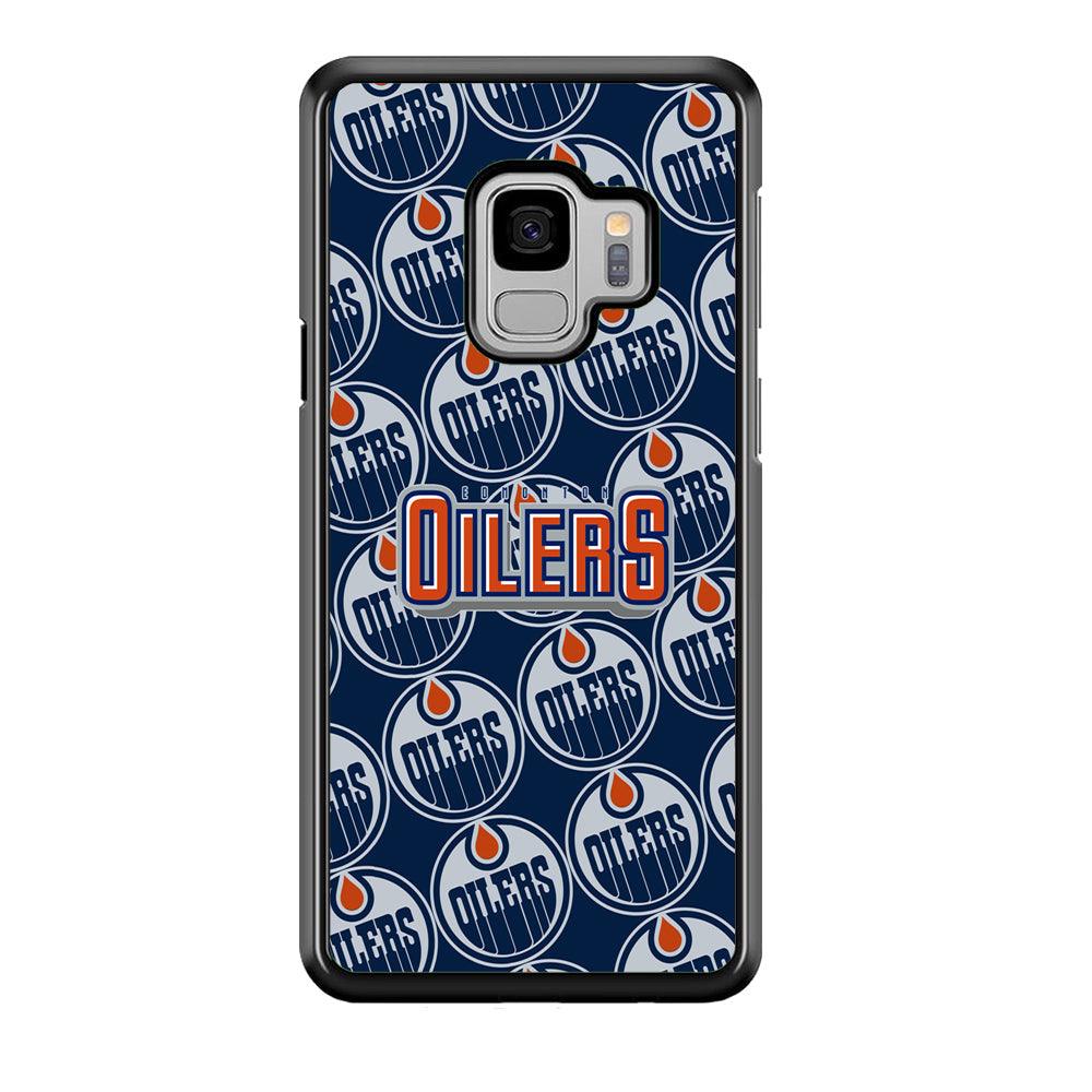 Edmonton Oilers Blue Patern Assembly Samsung Galaxy S9 Case-Rubber Black (2D Case)-Oxvistore