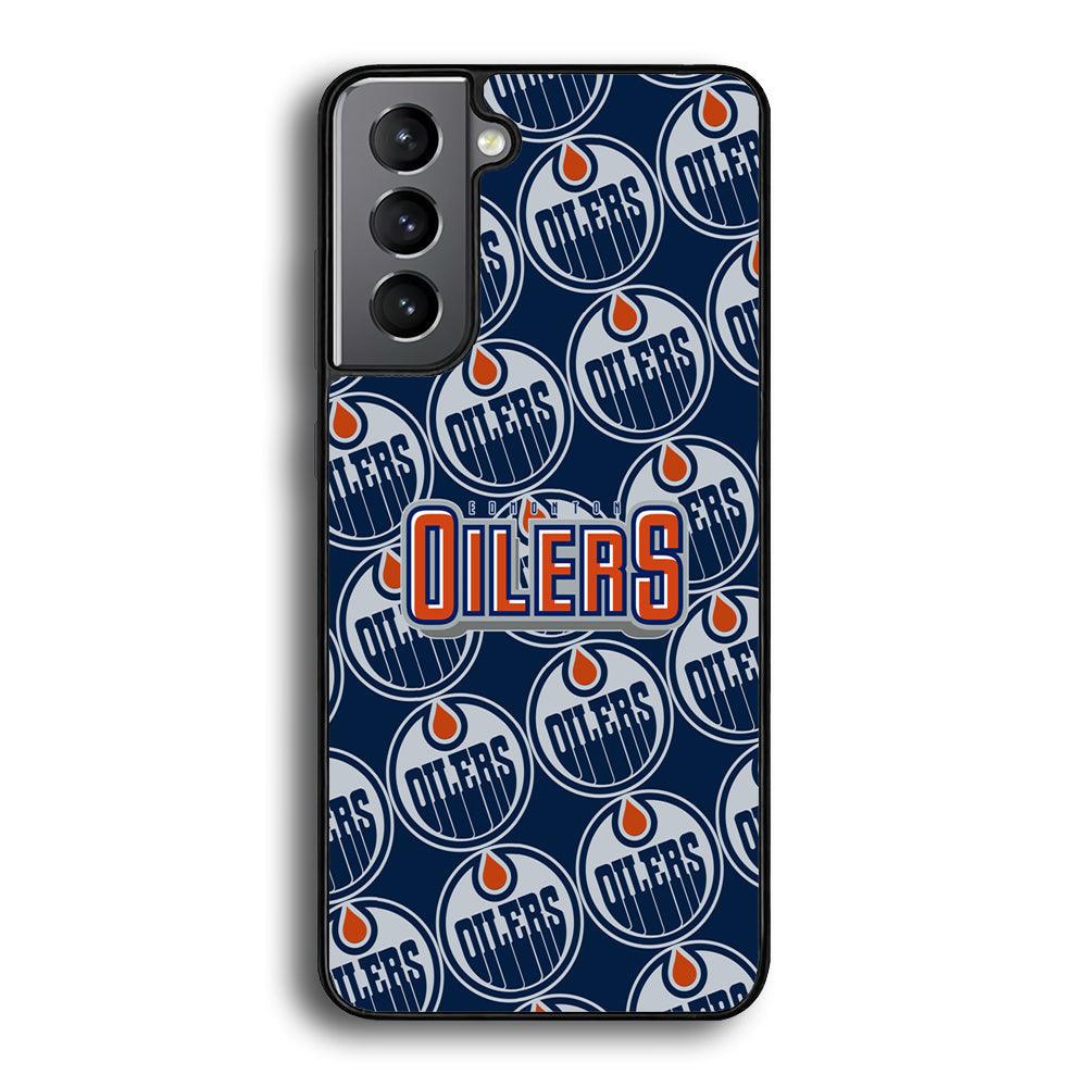 Edmonton Oilers Blue Patern Assembly Samsung Galaxy S24 Plus Case-Rubber Black (2D Case)-Oxvistore