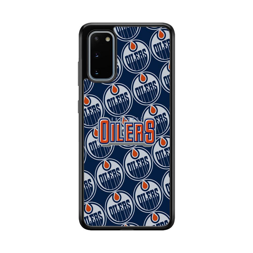 Edmonton Oilers Blue Patern Assembly Samsung Galaxy S20 Case-Rubber Black (2D Case)-Oxvistore