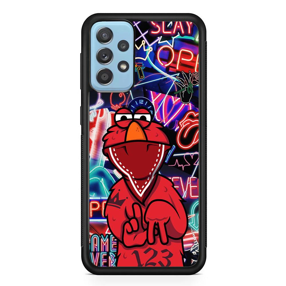 Elmo Rapping The Night Samsung Galaxy A72 Case-Rubber Black (2D Case)-Oxvistore