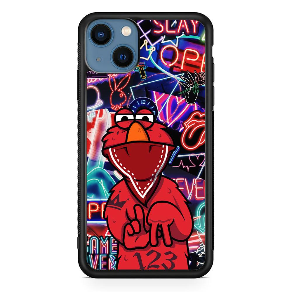 Elmo Rapping The Night iPhone 15 Case-Rubber Black (2D Case)-Oxvistore