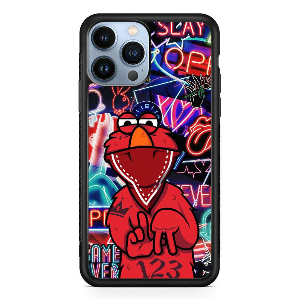 Elmo Rapping The Night iPhone 15 Pro Case-Rubber Black (2D Case)-Oxvistore