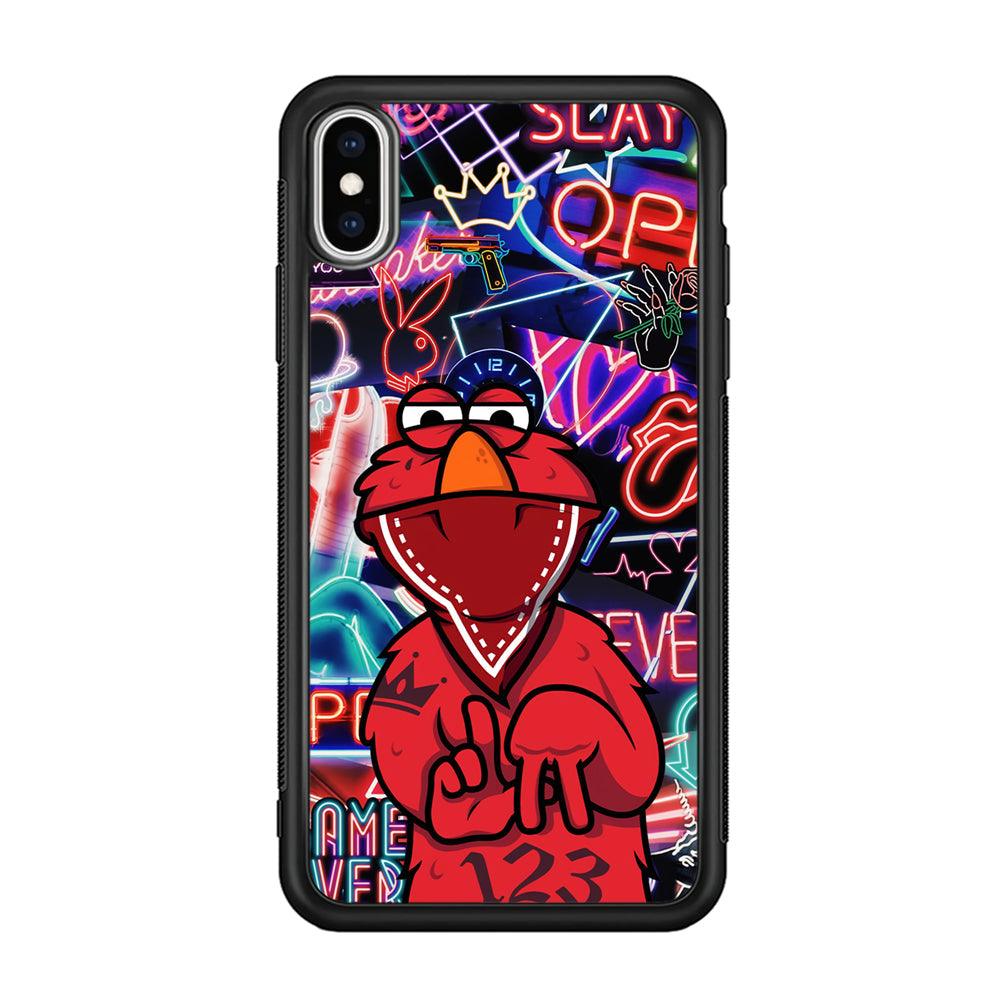 Elmo Rapping The Night iPhone Xs Max Case-Rubber Black (2D Case)-Oxvistore