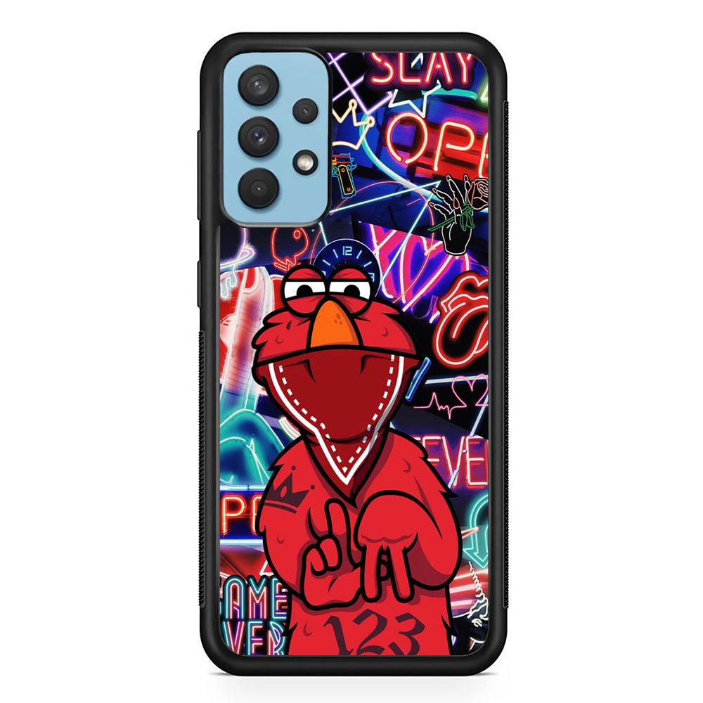 Elmo Rapping The Night Samsung Galaxy A32 Case-Rubber Black (2D Case)-Oxvistore