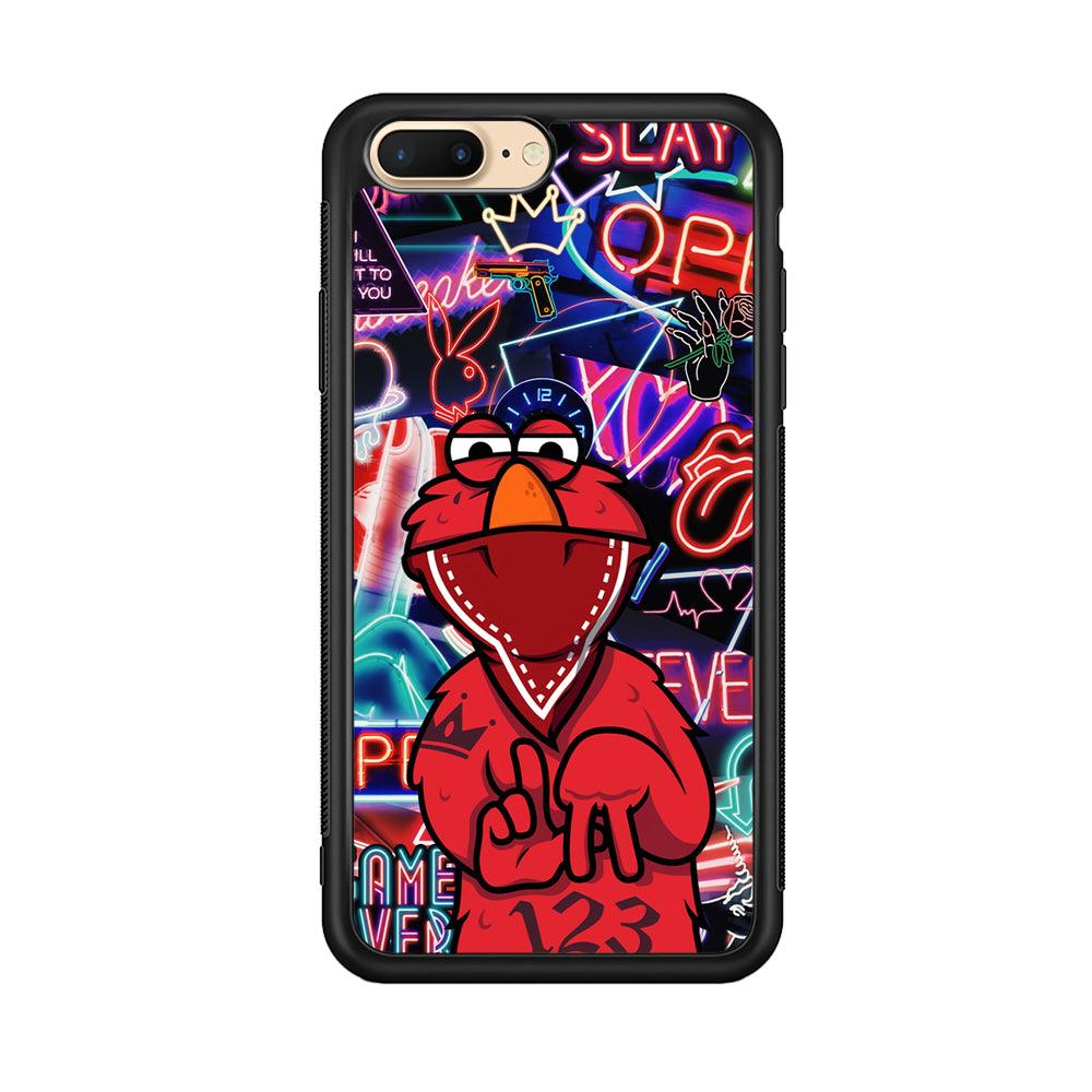 Elmo Rapping The Night iPhone 8 Plus Case-Rubber Black (2D Case)-Oxvistore