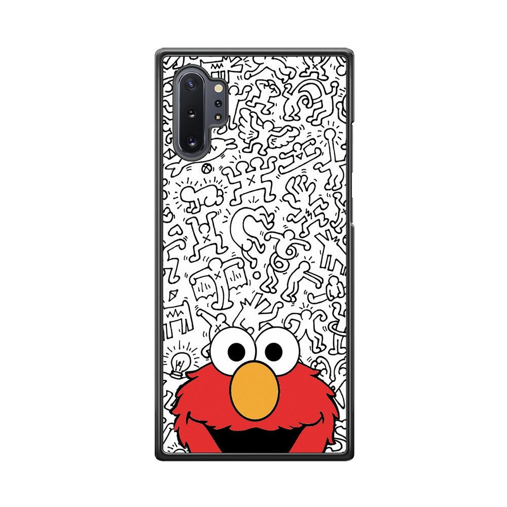 Elmo in Doodle Screen Samsung Galaxy Note 10 Plus Case-Rubber Black (2D Case)-Oxvistore