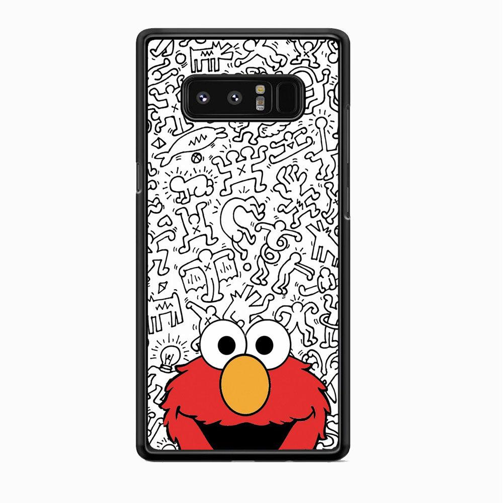 Elmo in Doodle Screen Samsung Galaxy Note 8 Case-Rubber Black (2D Case)-Oxvistore