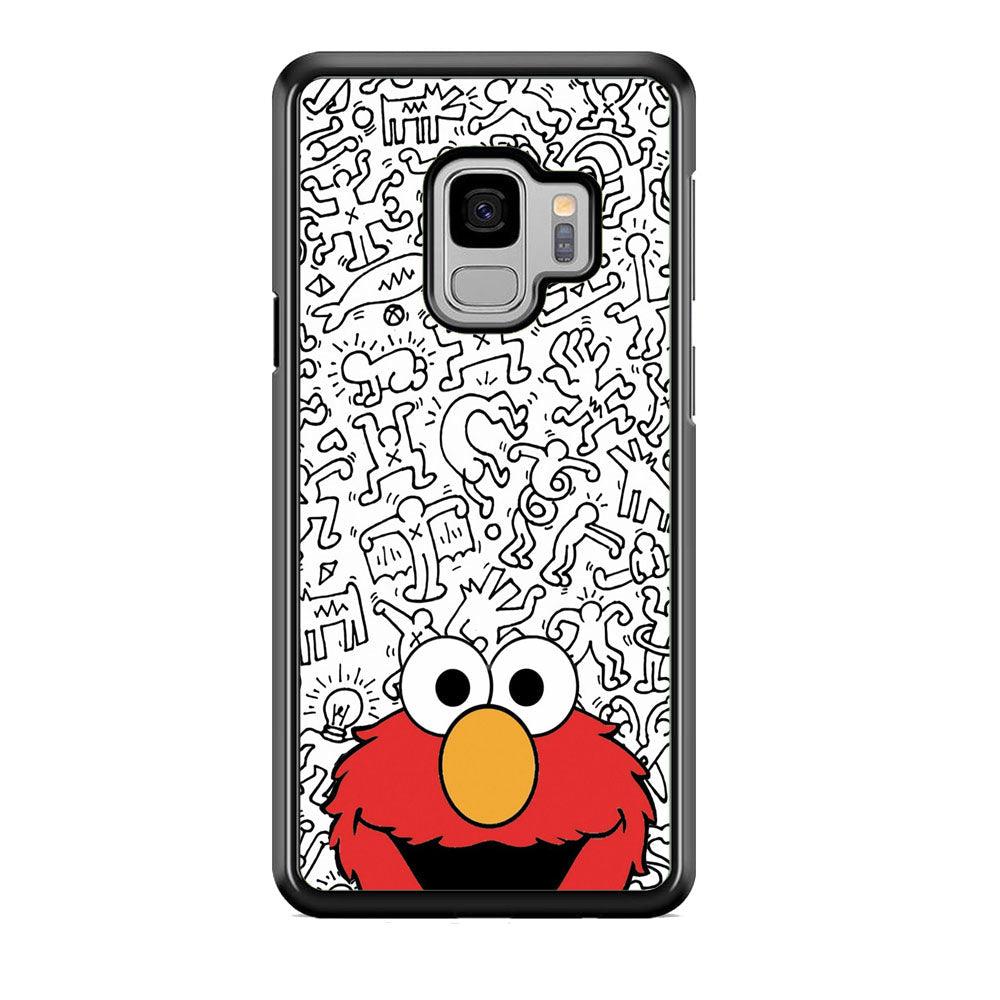 Elmo in Doodle Screen Samsung Galaxy S9 Case-Rubber Black (2D Case)-Oxvistore