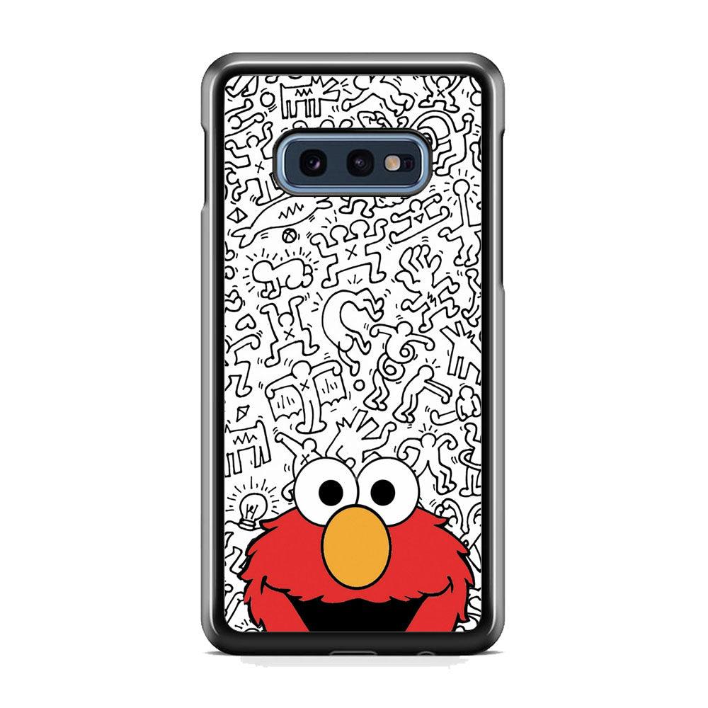 Elmo in Doodle Screen Samsung Galaxy S10E Case-Rubber Black (2D Case)-Oxvistore