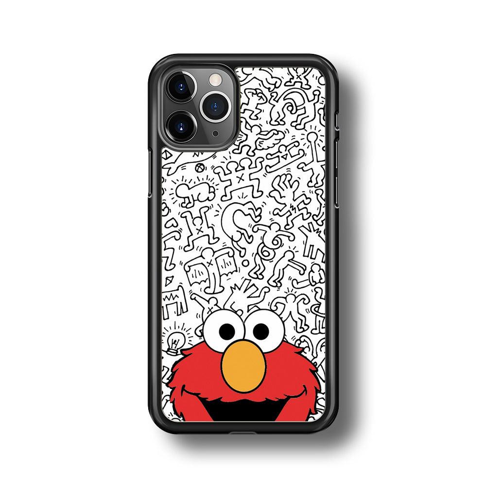 Elmo in Doodle Screen iPhone 11 Pro Case-Rubber White (2D Case)-Oxvistore