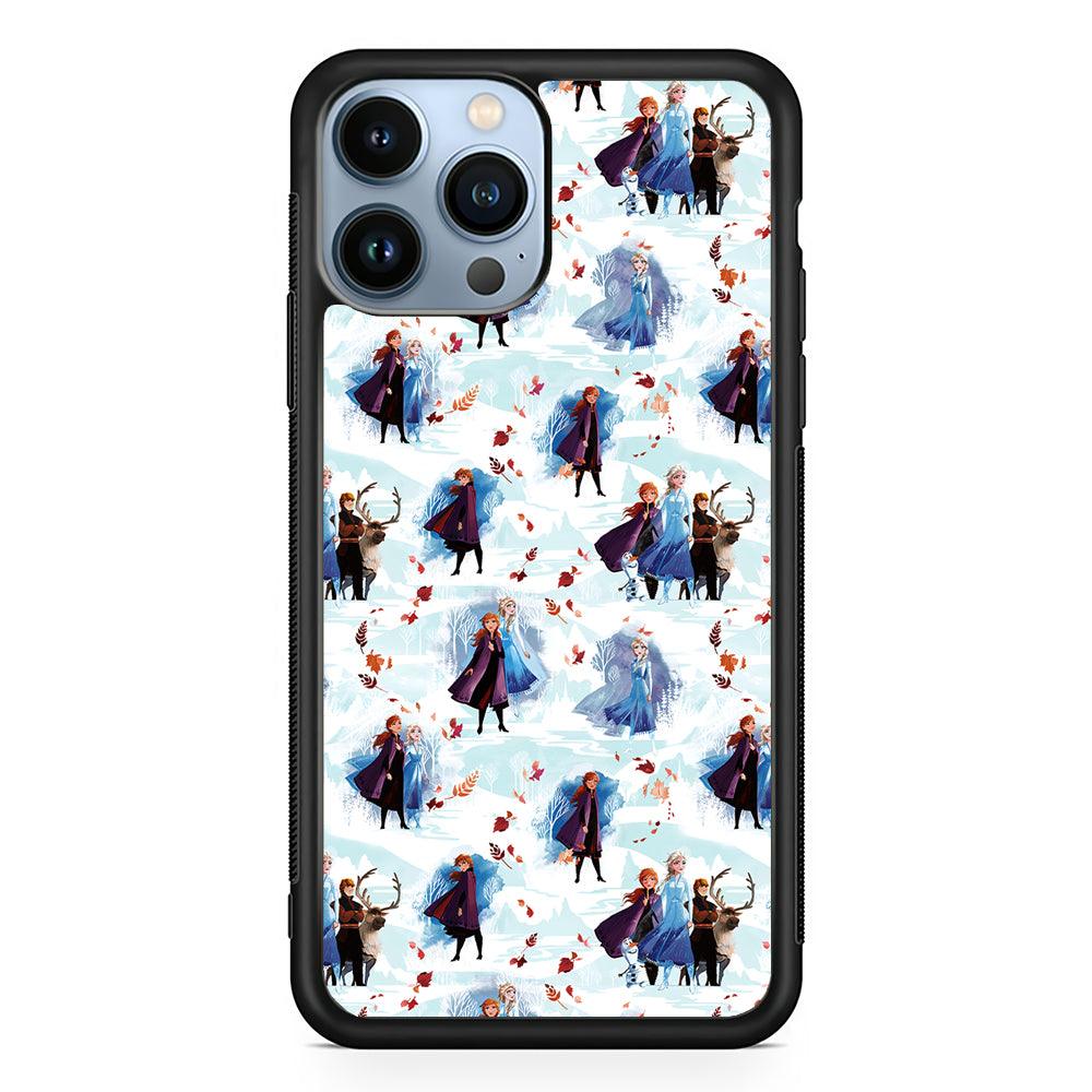 Elsa Anna Frozen Pattern Autumn 2D Rubber Phone Case-Black-Oxvistore