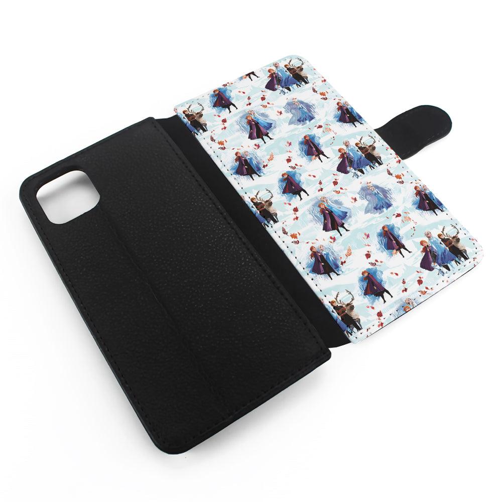 Elsa Anna Frozen Pattern Autumn Flip Wallet Phone Case-Oxvistore