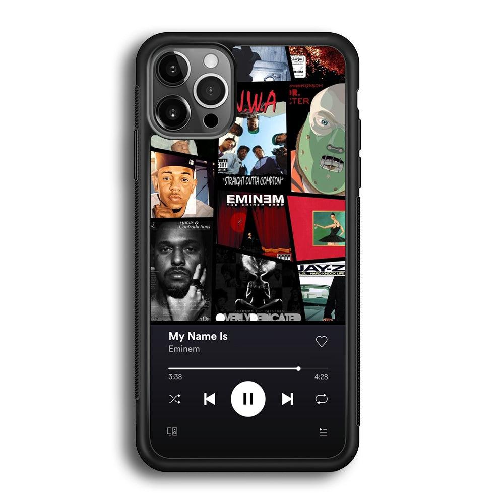Eminem is My Playlist iPhone 12 Pro Max Case-Rubber Black (2D Case)-Oxvistore
