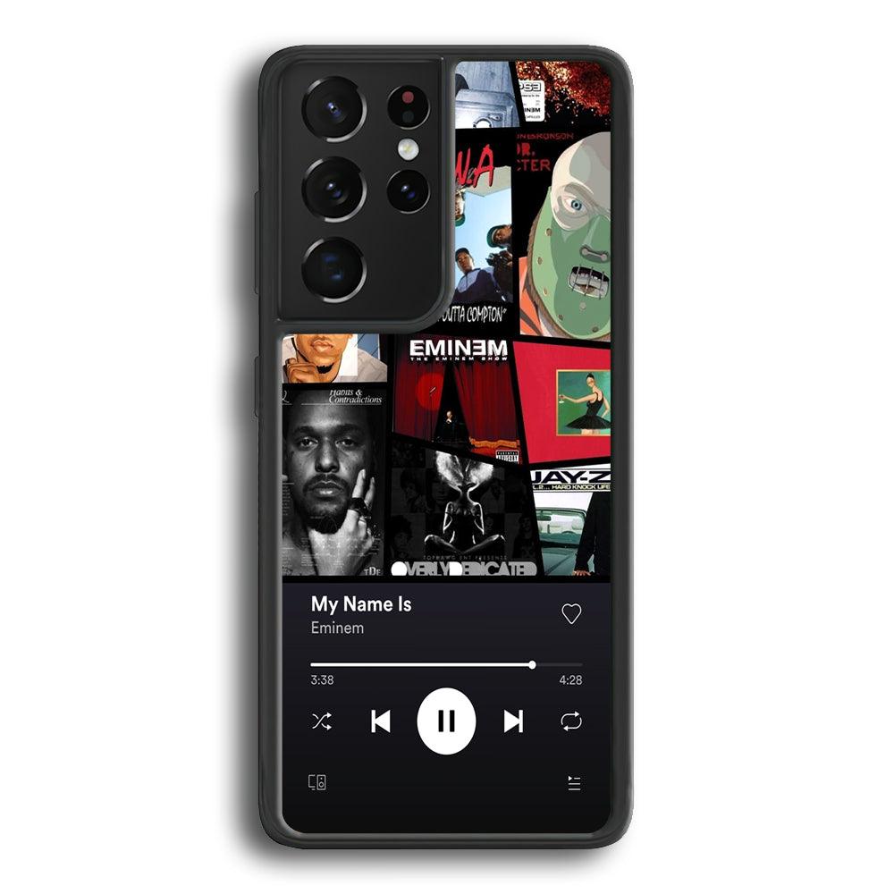 Eminem is My Playlist Samsung Galaxy S21 Ultra Case-Rubber Black (2D Case)-Oxvistore