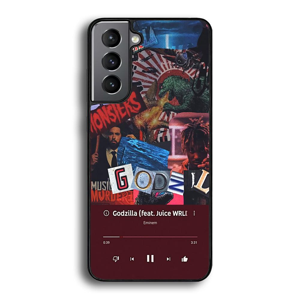 Eminem on Godzilla Frame Playlist Samsung Galaxy S24 Case-Rubber Black (2D Case)-Oxvistore
