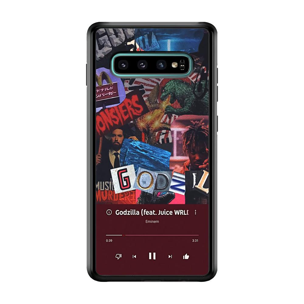 Eminem on Godzilla Frame Playlist Samsung Galaxy S10 Plus Case-Rubber Black (2D Case)-Oxvistore