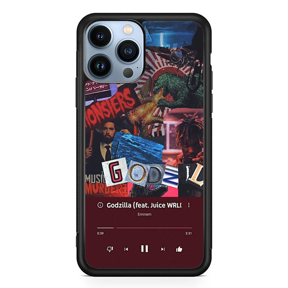 Eminem on Godzilla Frame Playlist iPhone 14 Pro Max Case-Rubber Black (2D Case)-Oxvistore