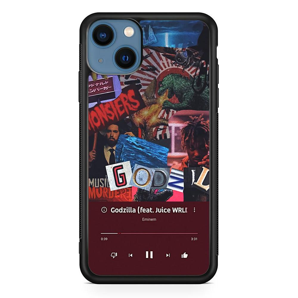 Eminem on Godzilla Frame Playlist iPhone 14 Plus Case-Rubber Black (2D Case)-Oxvistore