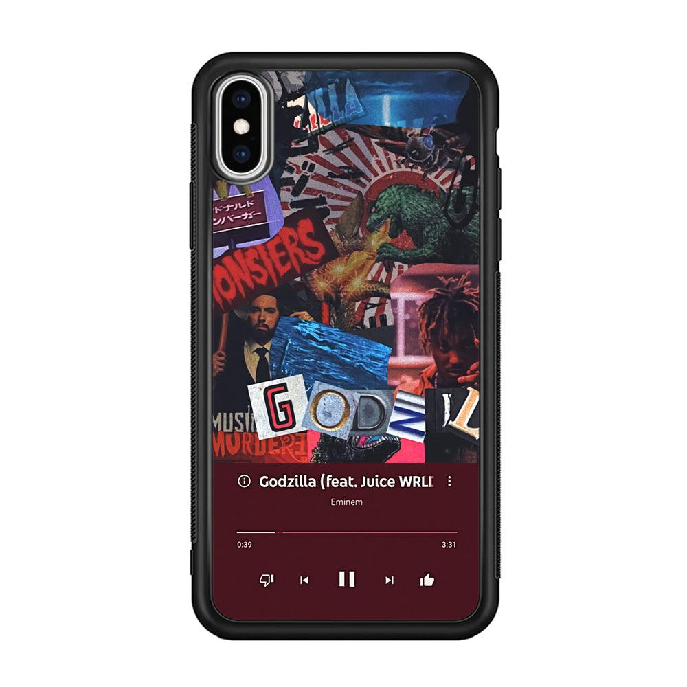 Eminem on Godzilla Frame Playlist iPhone XS Case-Rubber Black (2D Case)-Oxvistore