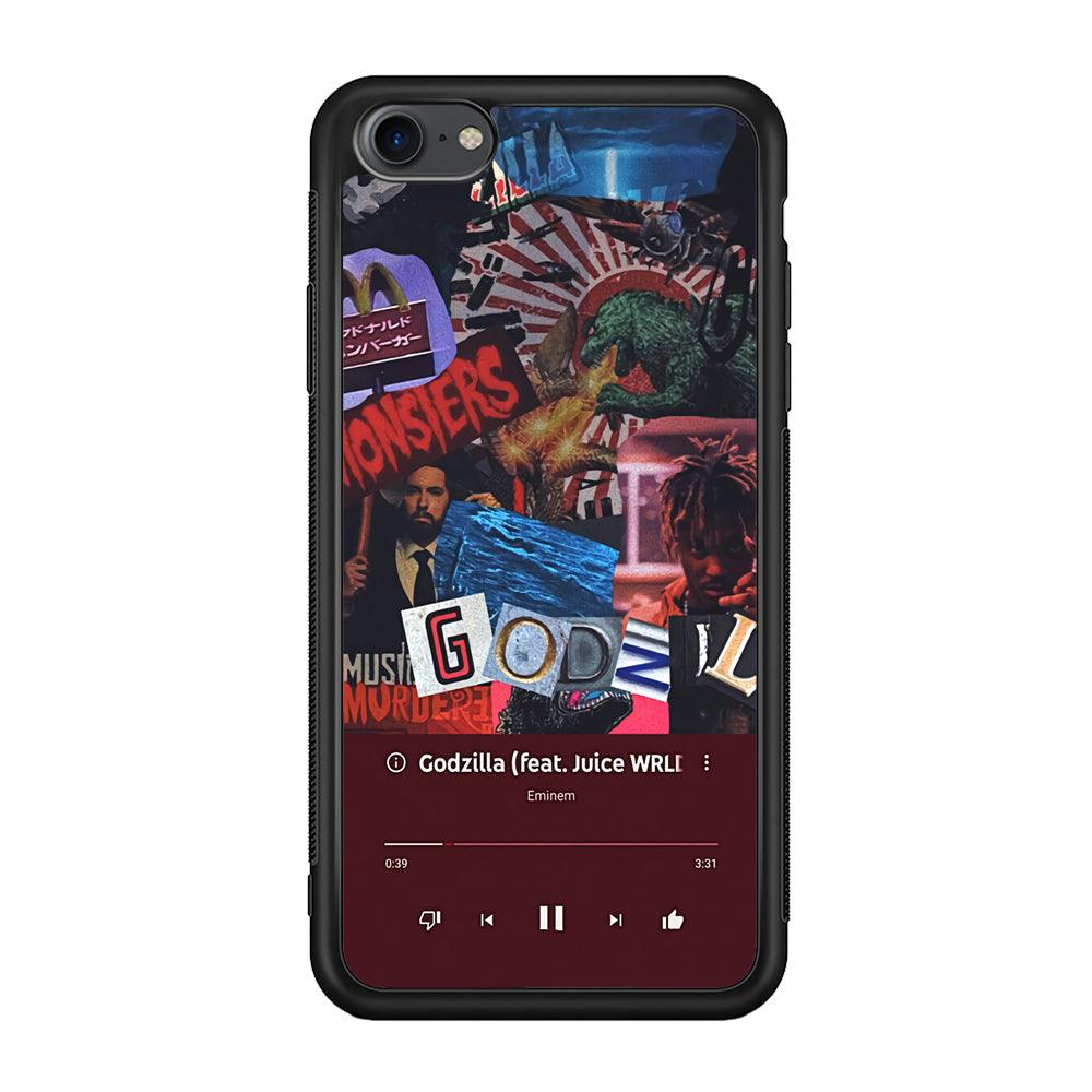 Eminem on Godzilla Frame Playlist iPhone 8 Case-Rubber Black (2D Case)-Oxvistore