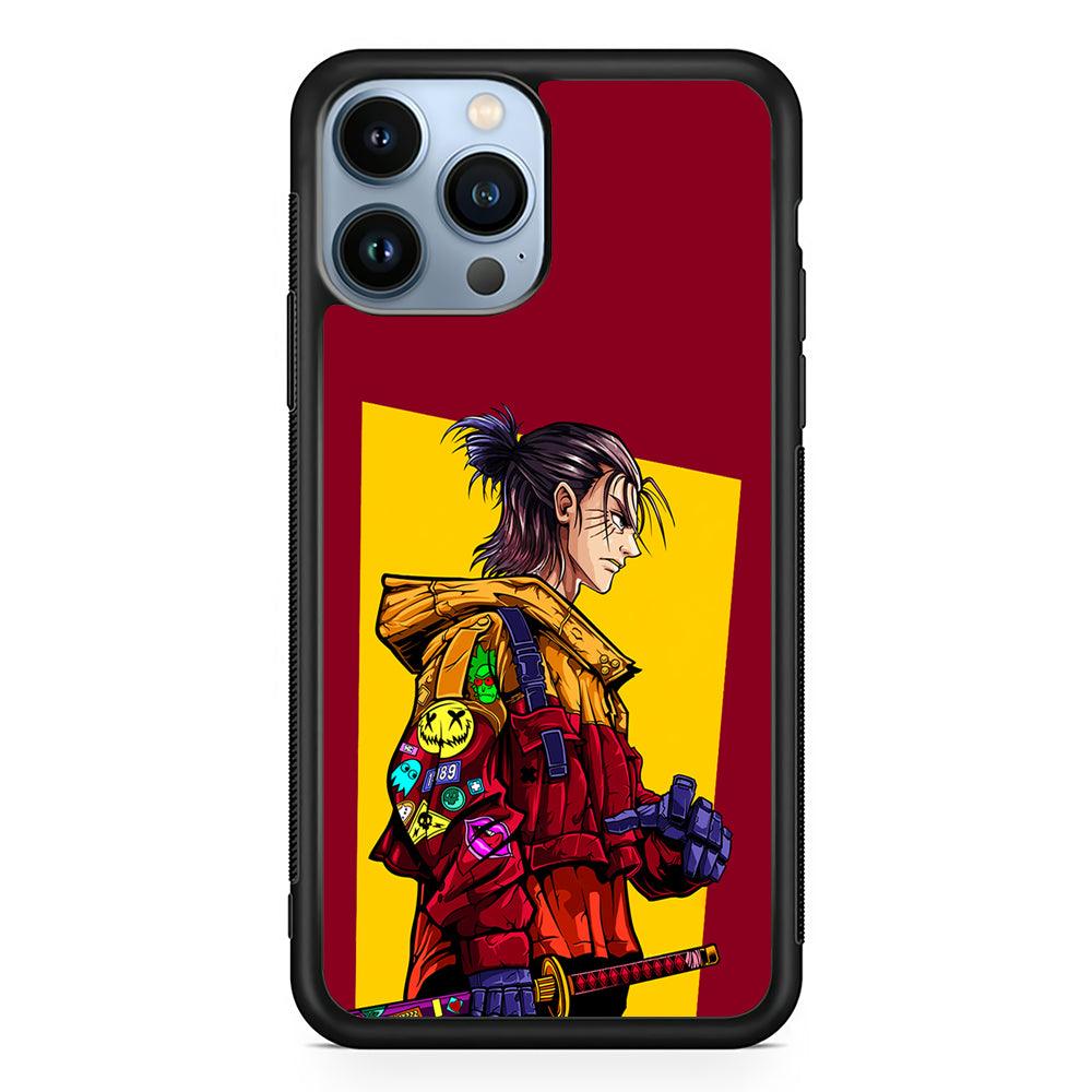 Eren Yeager Hype Samurai 2D Rubber Phone Case-Black-Oxvistore